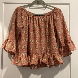 Sanctuary Loose Ruffle Blouse with Billow 3/4 Sleeves (M)